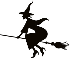 Witch flying on broom