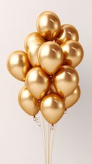 Festive background with golden metallic balloons