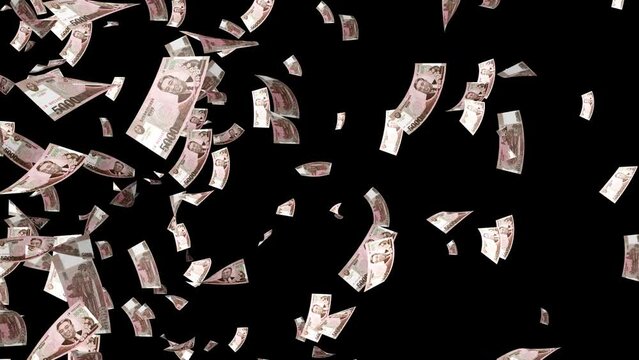 KPW North Korean Won banknotes falling. Currency of North Korea. Vertical video