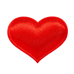Red fabric heart as an element for design isolated on a transparent background