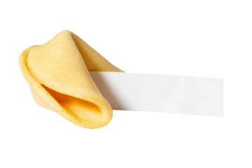 Fortune cookies isolated on a transparent background and place for text. Mockup. Blank paper for writing a fortune. PNG.