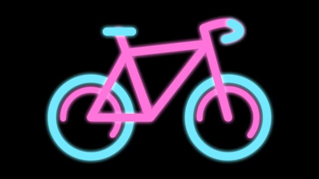 Glowing Neon Bicycle Icon Animation