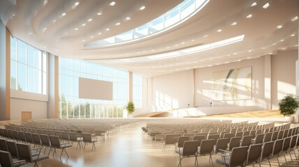 Bright modern conference hall created with Generative AI