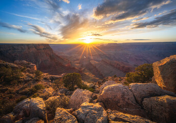 sunset at the lipan point in the grand canyon national park, arizona, usa