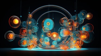 Circle made of glass shapes. 3d rendering
