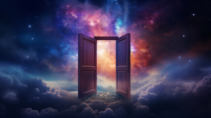 An open door to another world in the sky