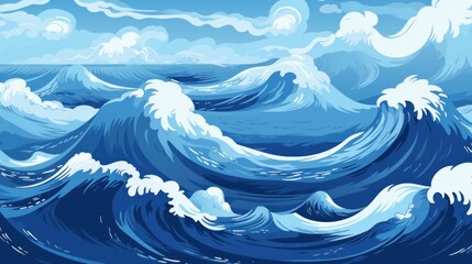 Stylized vector illustration of an ocean during a storm