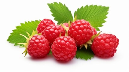A single wild strawberry is the subject of this image, set against a clean white background and skillfully isolated with a clipping path