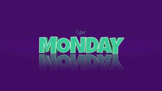 Cartoon Cyber Monday text on clean purple gradient. Style for promotional and advertising campaigns, this motion abstract background adds playful, holiday-inspired touch to seasonal sales strategy