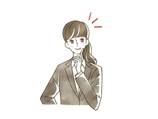 笑顔のスーツ姿の女性