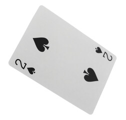 Playing card for poker and gambling, two of spade isolated on white, clipping path
