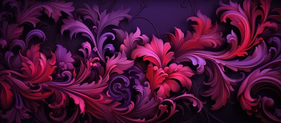 Baroque pattern in violet red and pink colors classical luxury