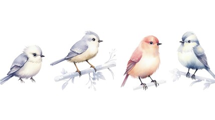 Collection of cute winter birds