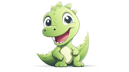 Cute cartoon green t-rex dinosaur