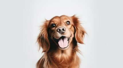 Cute brown dog that smiles Isolated background Clo