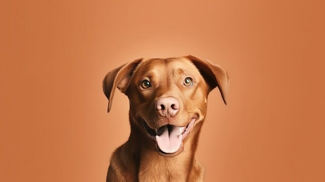 Cute brown dog that smiles Isolated background Clo