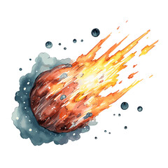 Aquarell eines flammenden Meteoriten vektor