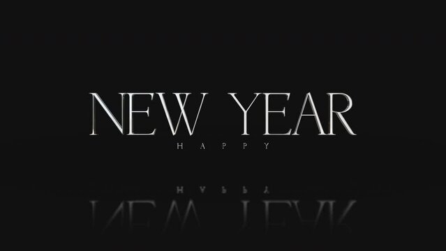 Elegance and festive style Happy New Year text set against a sophisticated black gradient background, this motion promo is an ideal for any winter holiday or seasonal marketing campaign