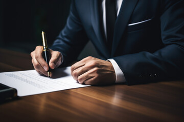 Businessman signing a contract - obrazy, fototapety, plakaty