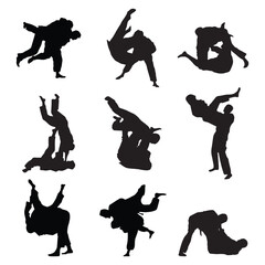Judo Style Poses Silhouette