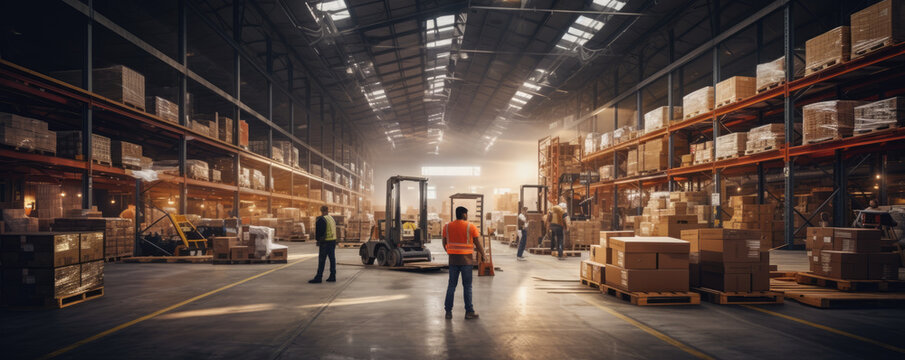 Busy Warehouse Filled With Boxes