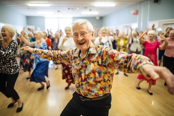 Senior people dancing in studio
