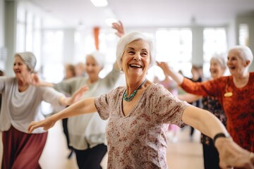 Senior people dancing in studio