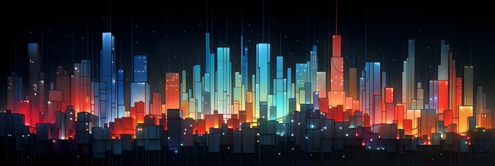 night city landscape with neon glow and vivid colors.