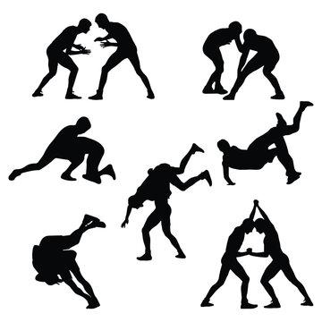 Wrestling Silhouette Vector illustration