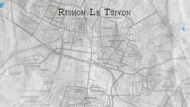 Rishon Le Tsiyon, Israel Paper Travel Map, Slider Shot