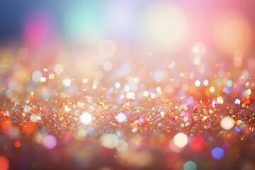 Bright festive background with colored bokeh.
