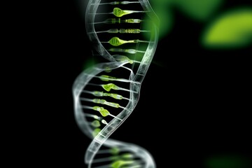 Alien DNA molecule green helical structure microbiology science microscopic atom medicine technology 3d genetic chromosome cell nucleus biochemistry clone evolution research spiral coding genome human