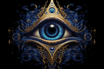 Evil Eye Symbolism with Blue Eye, Generative AI