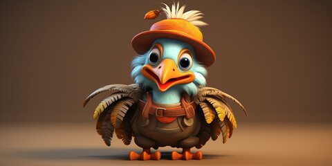 cute Thanksgiving turkey character cartoon 