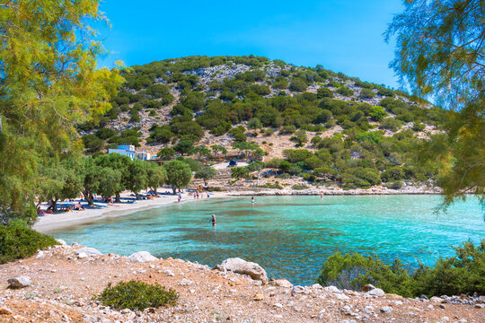 Platis Gialos beach in Lipsi island, Greece