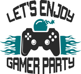 Gamer Print ready vector design for Tshirt, Mug and printing item. bundle design  .Black and white view. design vector set. Icon bundle .