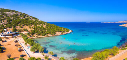 Platis Gialos beach in Lipsi island, Greece