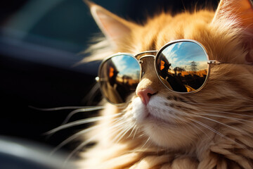 Funny cat wearing sunglasses