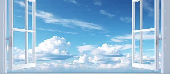 Beautiful blue sky background with frame window