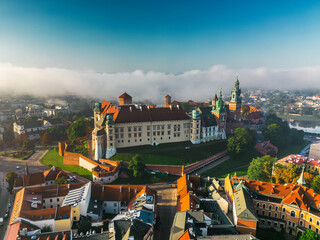 Wawel castle in Krakow from drone