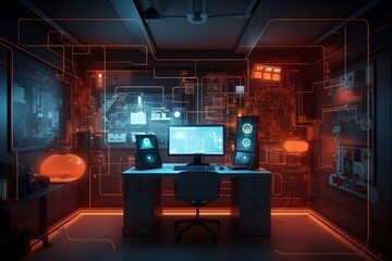 Fototapeta na wymiar interior of a modern computer room