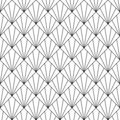 Fotobehang Art deco seamless pattern. Repeated black diamond patern isolated on white background for prints design. Repeating geometric background. Rhombus repeat. Artdeco abstract lattice. Vector illustration © Omeris