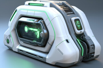 Sci-fi Gene Diagnostic Machine, White with green plasma.