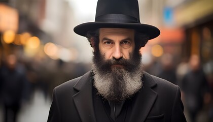 Portrait of an adult jewish man on the streets
