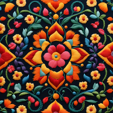 Modern Ethnic Folk Embroidery, Traditional Embroidery, Needlework, Stitching, Patterns. Hand Embroidery for Beginners. Satin Stitch in Hand Embroidery