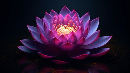pink lotus flower blooming on black background