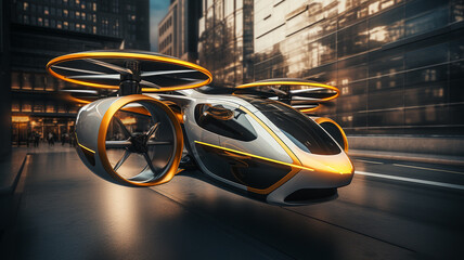 flying vehicle of the future of humanity. Smart technologies