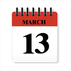 March 13 calendar date design