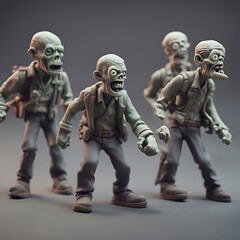 Plasticine soldiers on a gray background. 3d rendering.