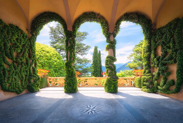 The pavilion in the park on the Lake Como - Italy - obrazy, fototapety, plakaty